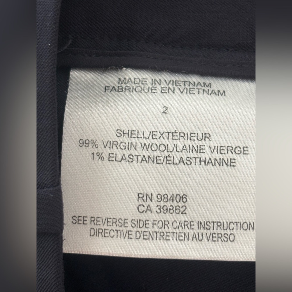 Theory Dark Navy Testra Pants in Good Wool Size 2 Tapered Slim Fit - Like New! - Picture 6 of 9